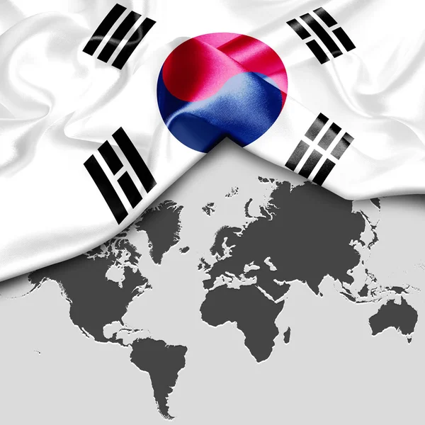 대한민국의 국기를 흔들며  