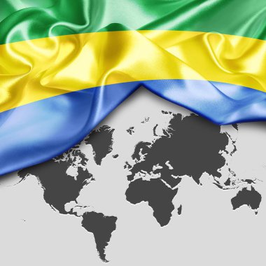 gabon Cumhuriyeti bayrağı sallayarak