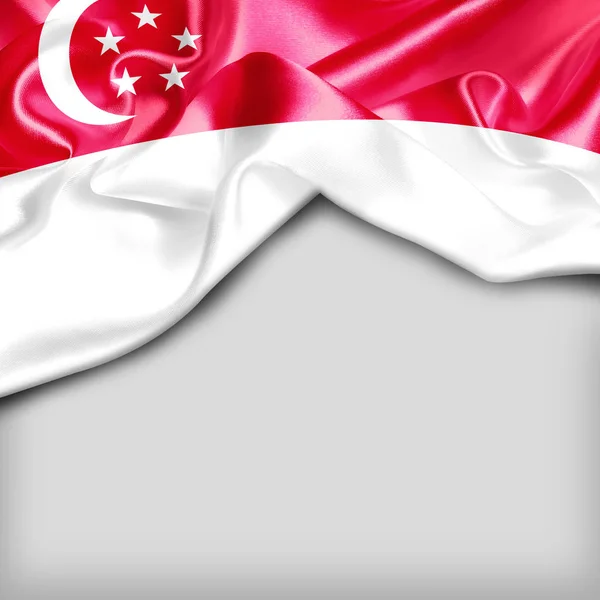 新加坡飘扬的国旗 — 图库照片