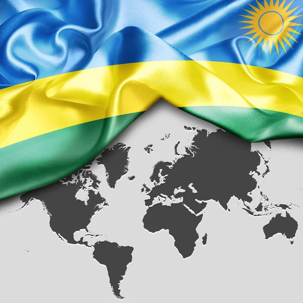 Flagge Ruandas schwenken — Stockfoto