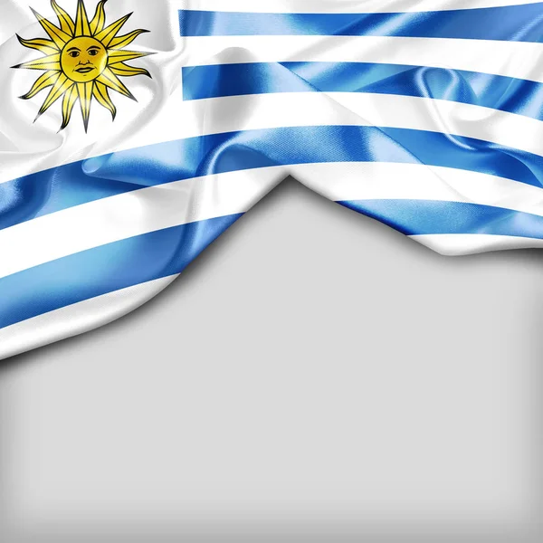 Acenando bandeira do uruguai — Fotografia de Stock