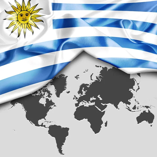 Ondeando bandera de uruguay — Foto de Stock