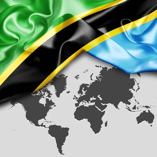 탄자니아의 국기를 흔들며 — 스톡 사진