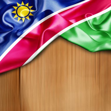 Namibya bayrağı sallayarak