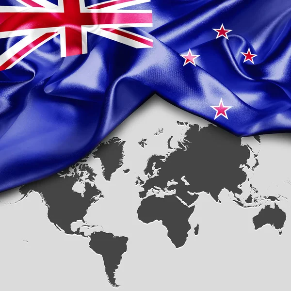 Ondeando la bandera de Nueva Zelanda —  Fotos de Stock
