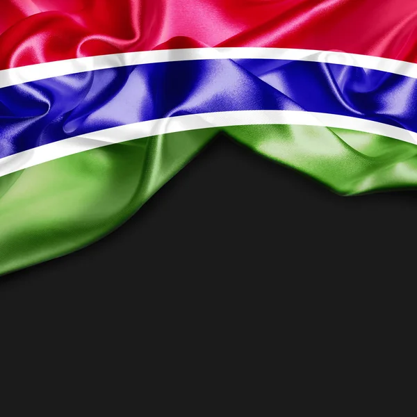 Gambiya Cumhuriyeti bayrağı sallayarak — Stok fotoğraf