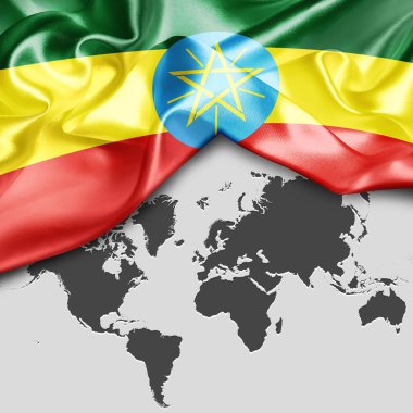 Etiyopya bayrağı sallayarak