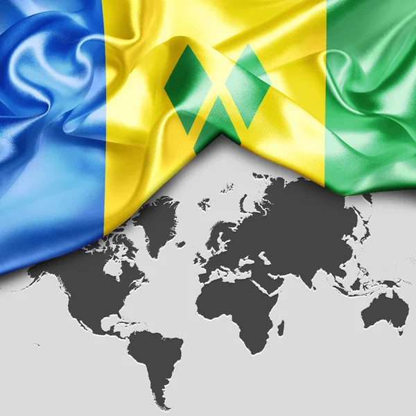 Saint vincent ve Grenadinler bayrağı sallayarak — Stok fotoğraf