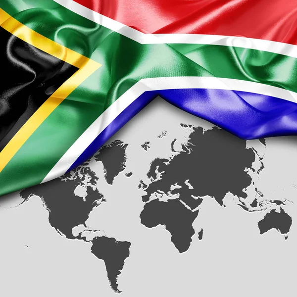 Vlající vlajka Jihoafrické republiky — Stock fotografie