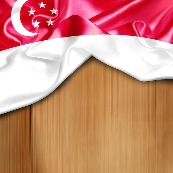 Ondeando la bandera de singapore — Foto de Stock