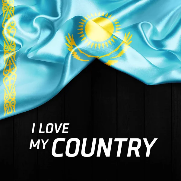 카자흐스탄의 국기를 흔들며 — 스톡 사진
