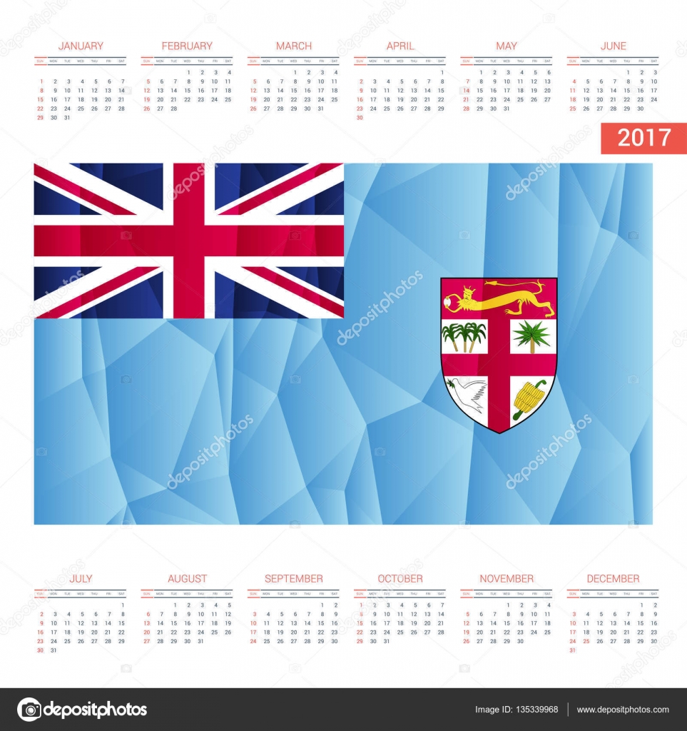 2017 calendar with Fiji flag Stock Vector by ©ibrandify 135339968