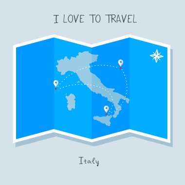 Mavi dünya haritası üzerinde İtalya 