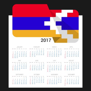 2017 takvim ile Dağlık Karabağ Cumhuriyeti bayrağı