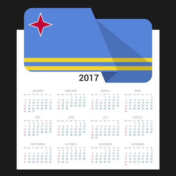 2017 календарь с флагом — стоковый вектор