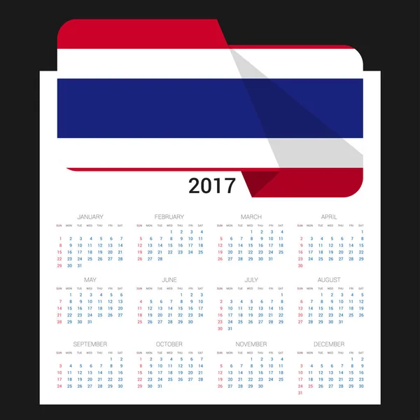Kalendář 2017 s vlajkou — Stockový vektor