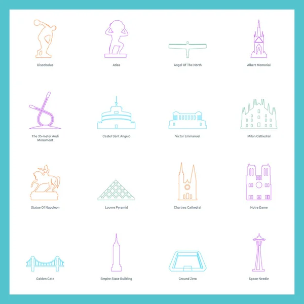 Set of monument icons — Stock Vector