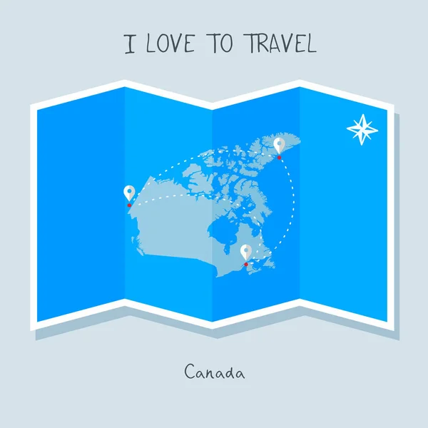 加拿大在蓝色的世界地图上 — 图库矢量图片