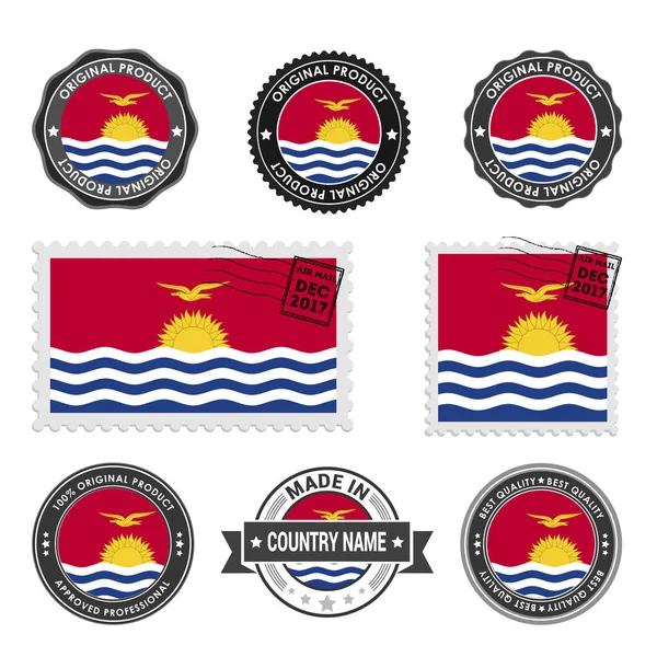 Zestaw kolorowych znaczków Kiribati — Wektor stockowy