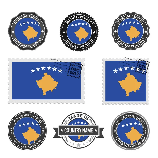 Set de sellos de colores Kosovo — Vector de stock