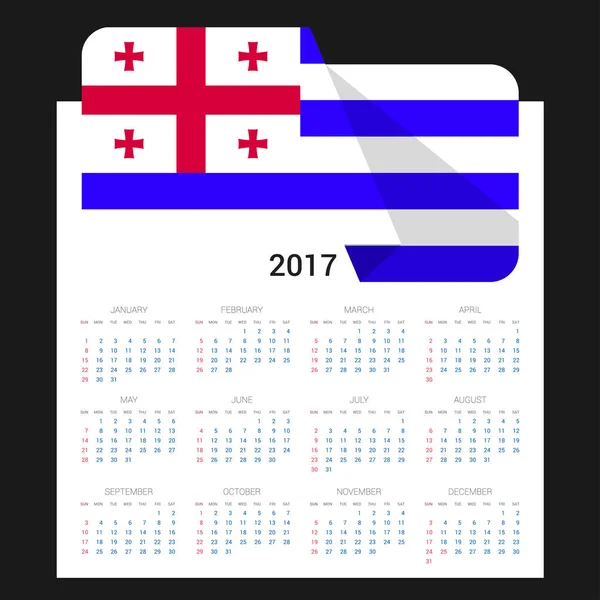 2017 r. kalendarz z flagą Ajaria — Wektor stockowy