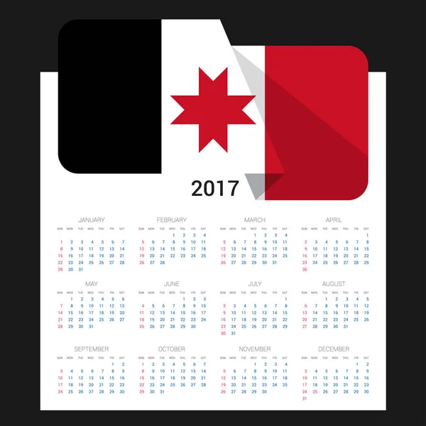 Calendario 2017 con bandera de Udmurtia — Vector de stock