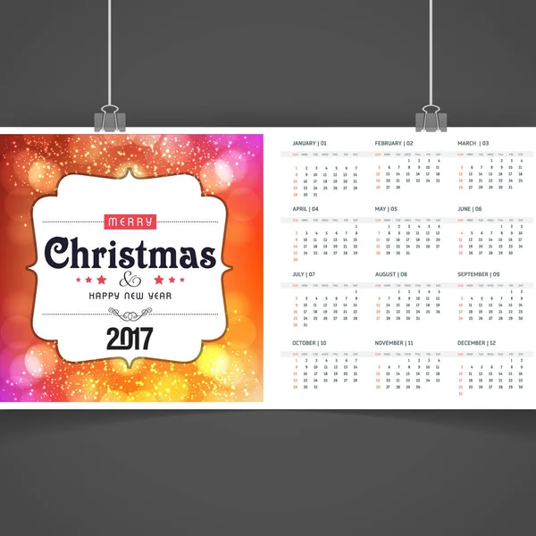 2017 Calendario de Navidad imprimible — Vector de stock