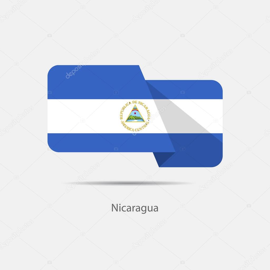 Nicaragua national flag logo illustration with shade and bend over white background