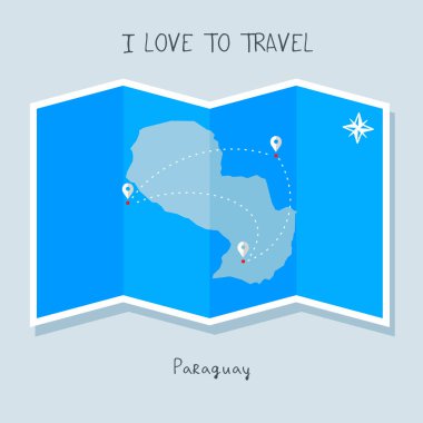 Mavi Dünya Harita Paraguay 
