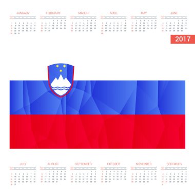2017 takvim Slovenya bayrağı ile