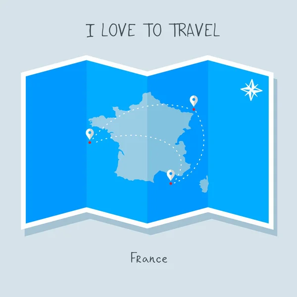 France on blue world map — Stock Vector