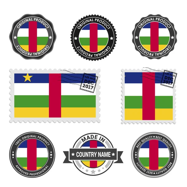 색된 우표 중앙 아프리카 공화국의 세트 — 스톡 벡터
