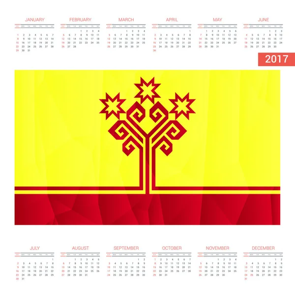 Kalendář 2017 s Čuvašsku vlajky — Stockový vektor