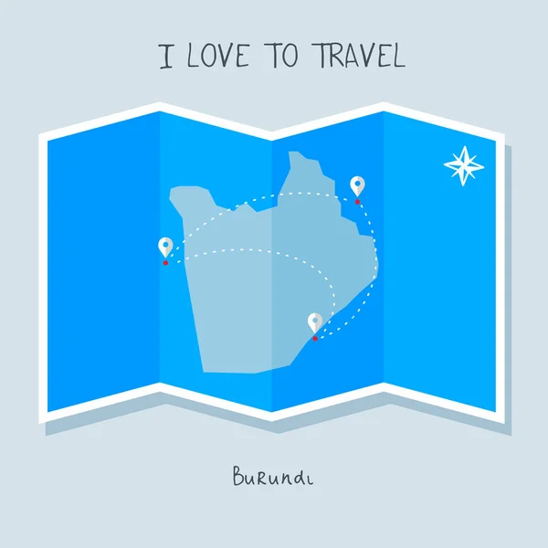 Μπουρούντι μπλε κόσμο χάρτη — Διανυσματικό Αρχείο