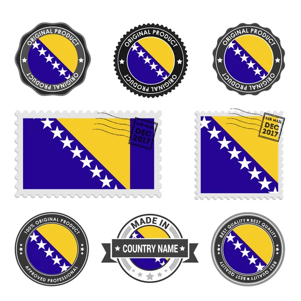 Conjunto de sellos de colores Bosnia y Herzegovina — Vector de stock