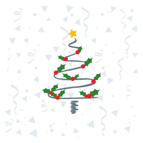 Kerstkaart met ingerichte fir tree — Stockvector
