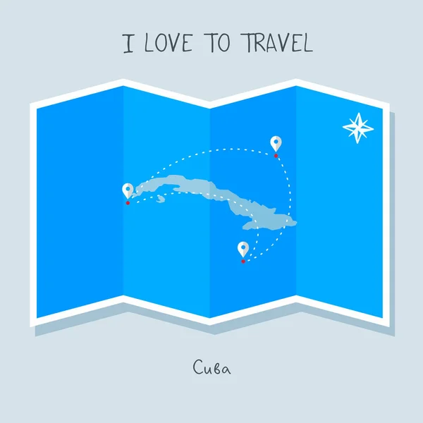 Cuba no mapa do mundo azul —  Vetores de Stock