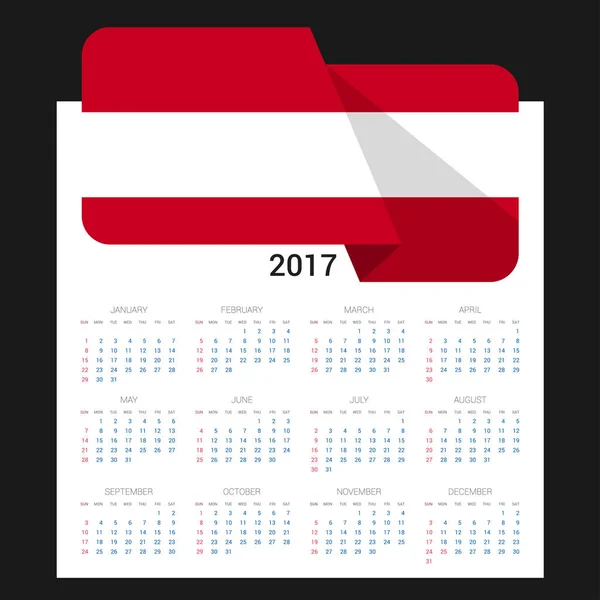 2017 r. kalendarz z flaga Austrii — Wektor stockowy