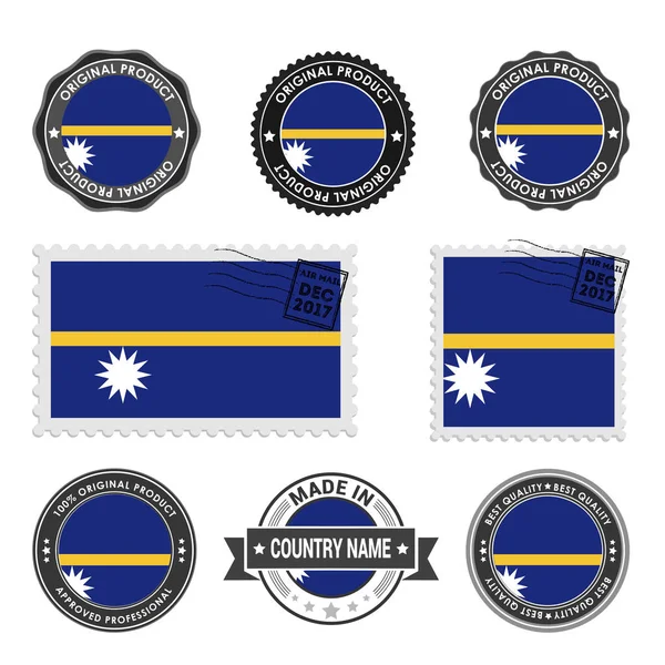 Série de timbres colorés Nauru — Image vectorielle