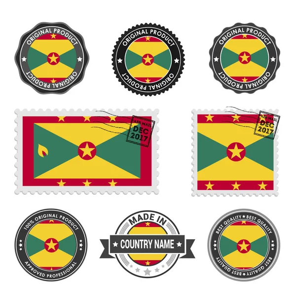 Set di francobolli colorati Grenada — Vettoriale Stock