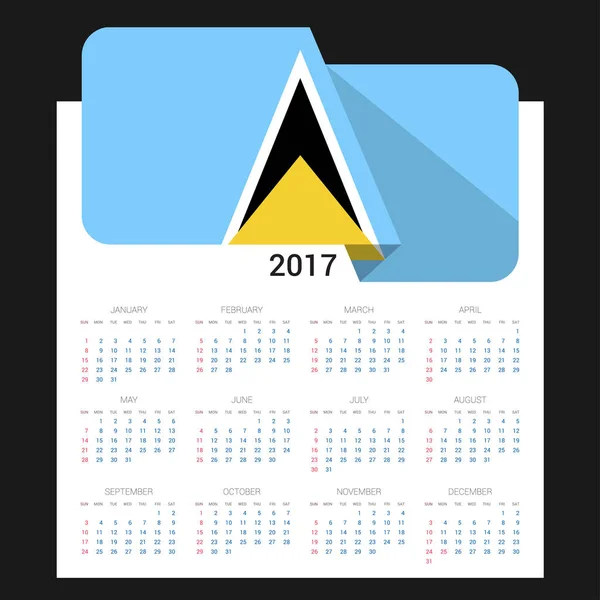 2017 calendar with Saint Lucia  flag — Stock Vector