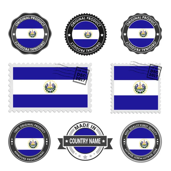 Set van gekleurde postzegels El Salvador — Stockvector