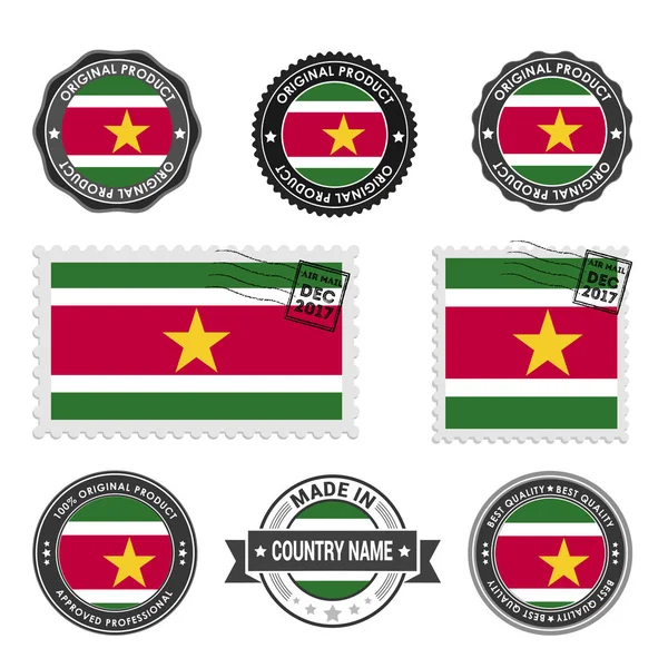 Conjunto de selos coloridos Suriname —  Vetores de Stock