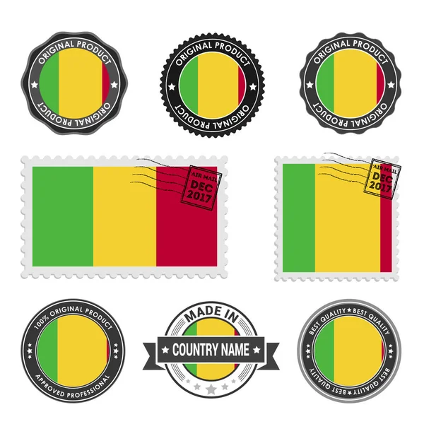 Conjunto de sellos de colores Mali — Vector de stock