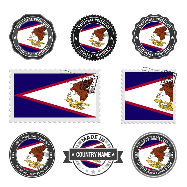 Set van gekleurde postzegels Amerikaans-Samoa — Stockvector