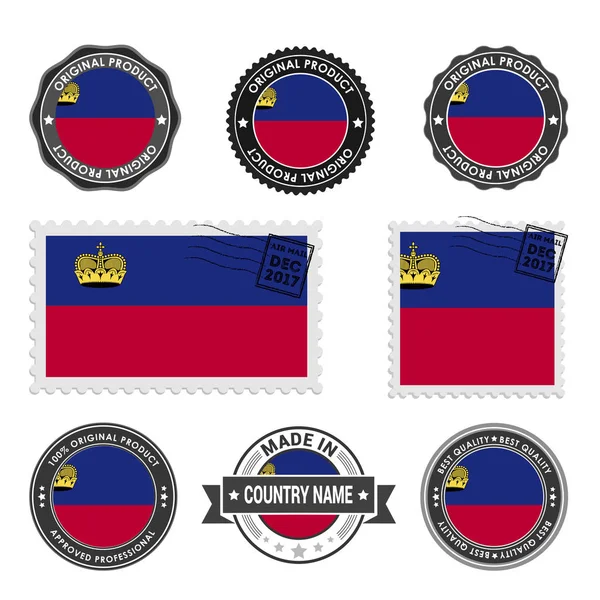 Série de timbres colorés Liechtenstein — Image vectorielle