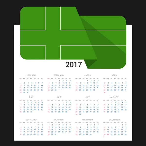 Kalender 2017 mit ladonia flagge — Stockvektor