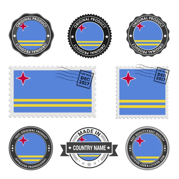 Conjunto de sellos de colores Aruba — Vector de stock