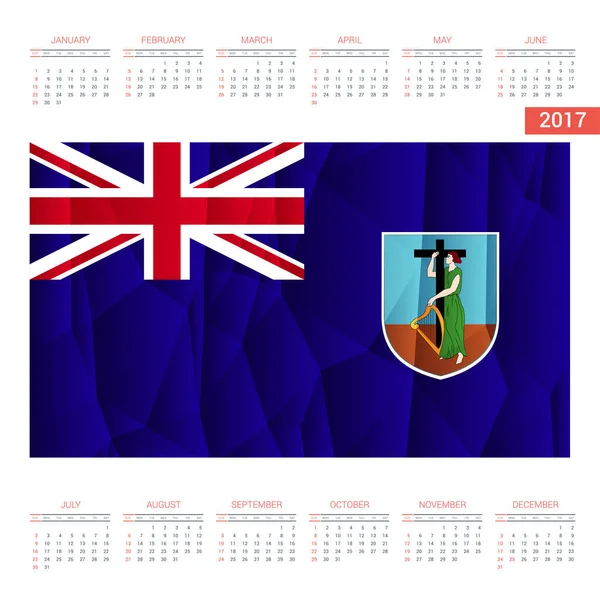 2017 r. kalendarz z flagą Montserrat — Wektor stockowy