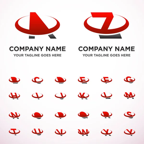 Logotipos diferentes da empresa com letras vermelhas —  Vetores de Stock
